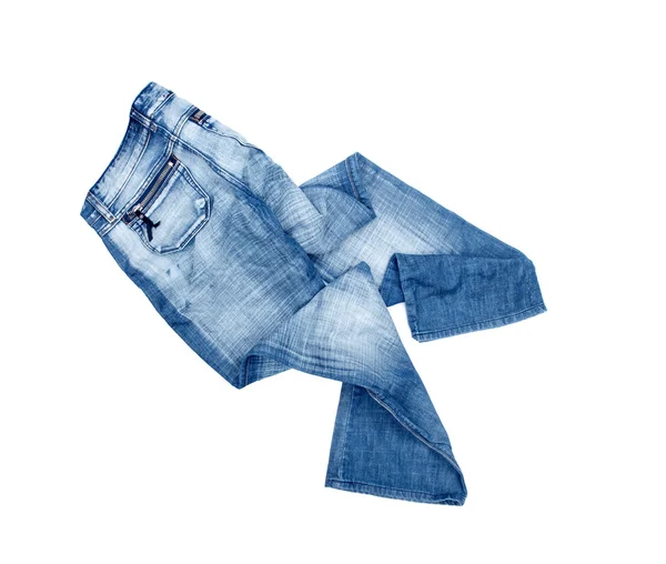 Pantalone blu jeans isolato sullo sfondo bianco — Foto Stock