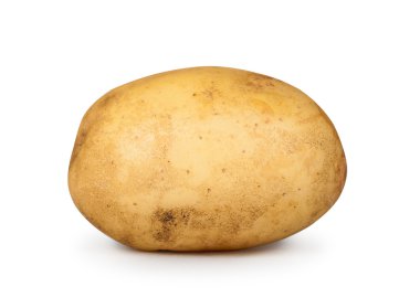 Beyaz arka planda izole edilmiş genç bir patates.