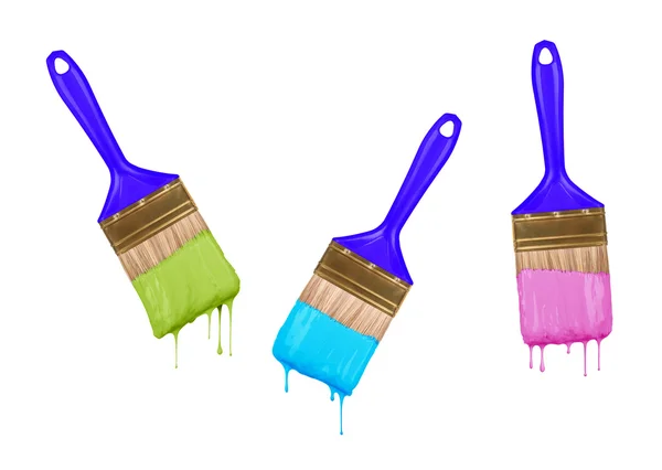 Brosses de peinture colorée dégoulinante — Photo