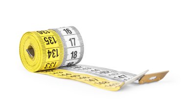 Sarı ve beyaz beyaz bir arka plan üzerinde izole bant ölçme