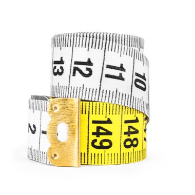  Beyaz ve sarı bant beyaz bir arka plan üzerinde izole ölçme