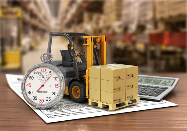 Kutuları ve kronometre depolama ile forklift kamyon. Express 
