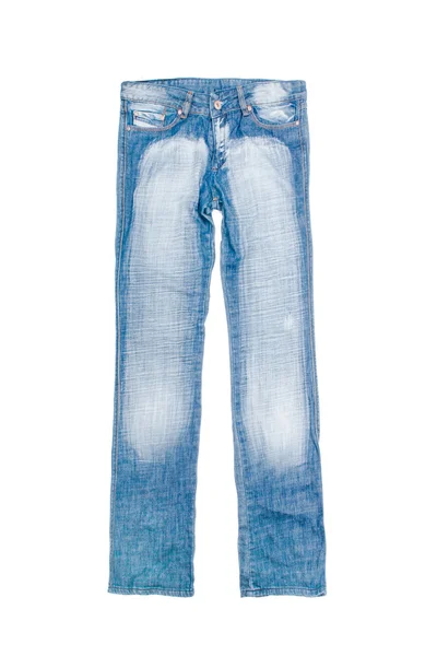 Modré džíny izolované na bílém pozadí — Stock fotografie