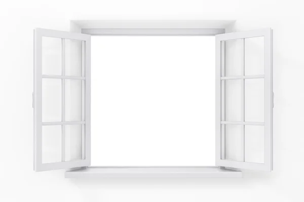 Ventana abierta en la pared blanca — Foto de Stock