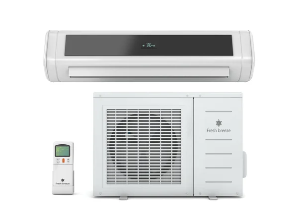 Air conditioners with remote control on a white background. — Stock Photo, Image