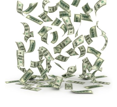 beyaz zemin üzerine düşen dolar faturaları