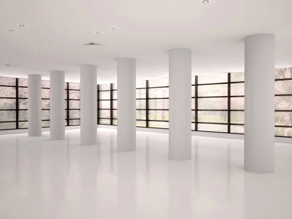 Corredor vazio e luminoso no edifício de escritórios moderno — Fotografia de Stock