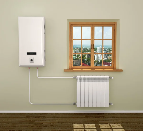 Boiler heating system in the room — Stock Photo, Image