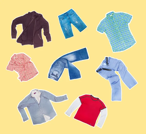 Clothes on a yellow background — Stock Photo, Image