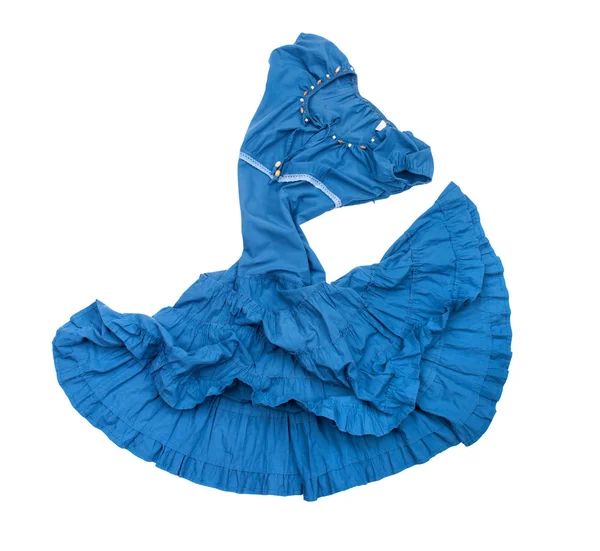 Vintage blauwe jurk geïsoleerde over Wit — Stockfoto