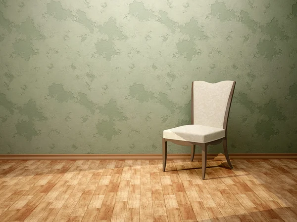 Illustration 3D de la chaise dans la pièce aux murs verts — Photo