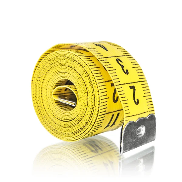 Yelow measuring tape, isolated on white — Stock Photo, Image