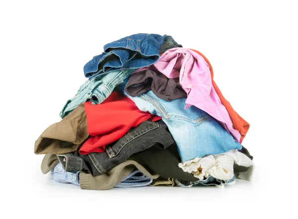 Stack of clothes isolated on white — Stock Photo, Image