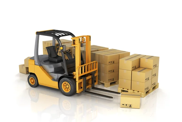 Forklift truck with boxes. Cargo. — Stockfoto