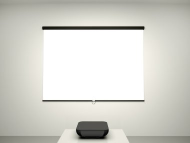 sunum ekranı ve c projektör 3D çizimi