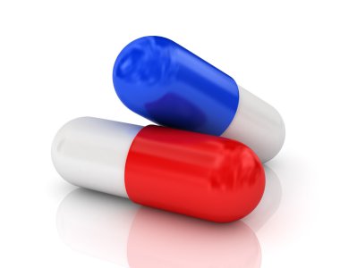 İki hap. beyaz zemin üzerinde izole render.