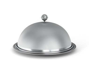 Restoran cloche beyaz bir arka plan üzerine açık kapaklı.