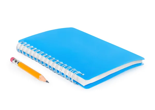Caderno e Lápis Isolados em Fundo Branco — Fotografia de Stock
