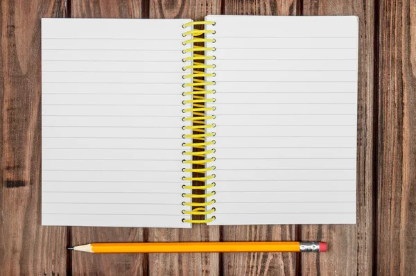 Realistic template Notepad  on wooden background — Stock Photo, Image