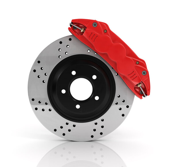 Automobile braking system. Aeration steel brake disk with perfor