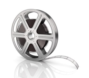 Motion picture film reel on the white background. clipart