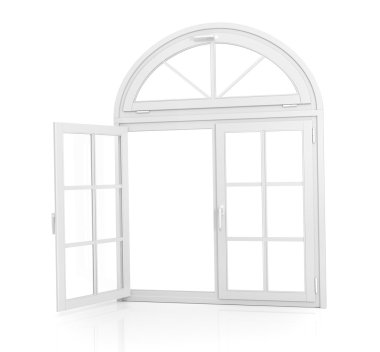 Window. Open arched window on a white background clipart
