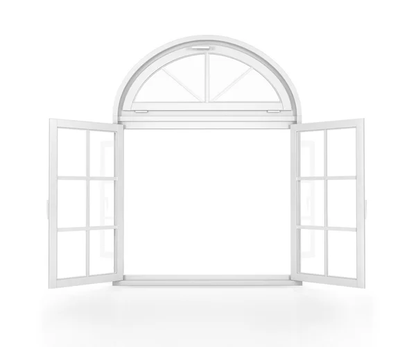 흰색 배경에 고립 된 열려 있는 창 — 스톡 사진