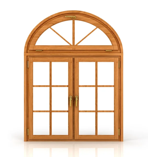 Ventana de madera arqueada aislada sobre fondo blanco . — Foto de Stock