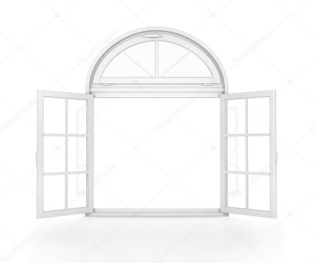 Open windows isolated on white background