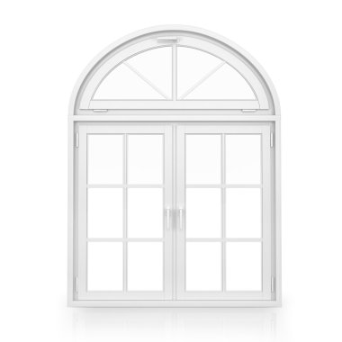 Windows. Beyaz arka plan üzerinde izole plastik kemer pencere