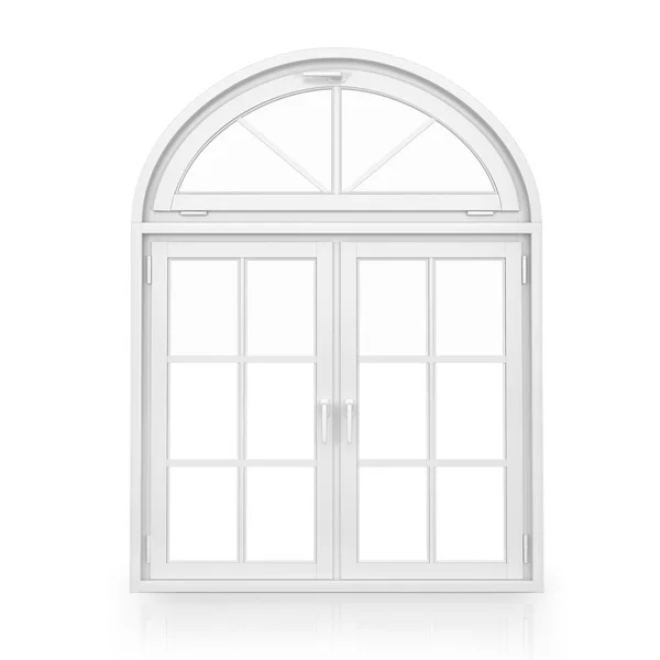 Windows。白い背景に分離されたプラスチックのアーチ窓 — ストック写真