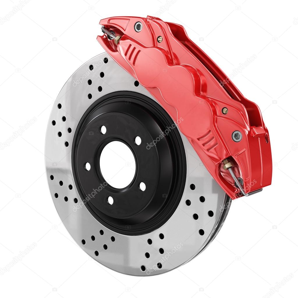 Automobile braking system. Aeration steel brake disk with perfor Stock