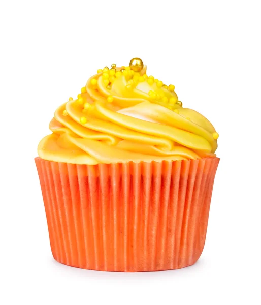 Cupcake jaune isolé sur fond blanc — Photo