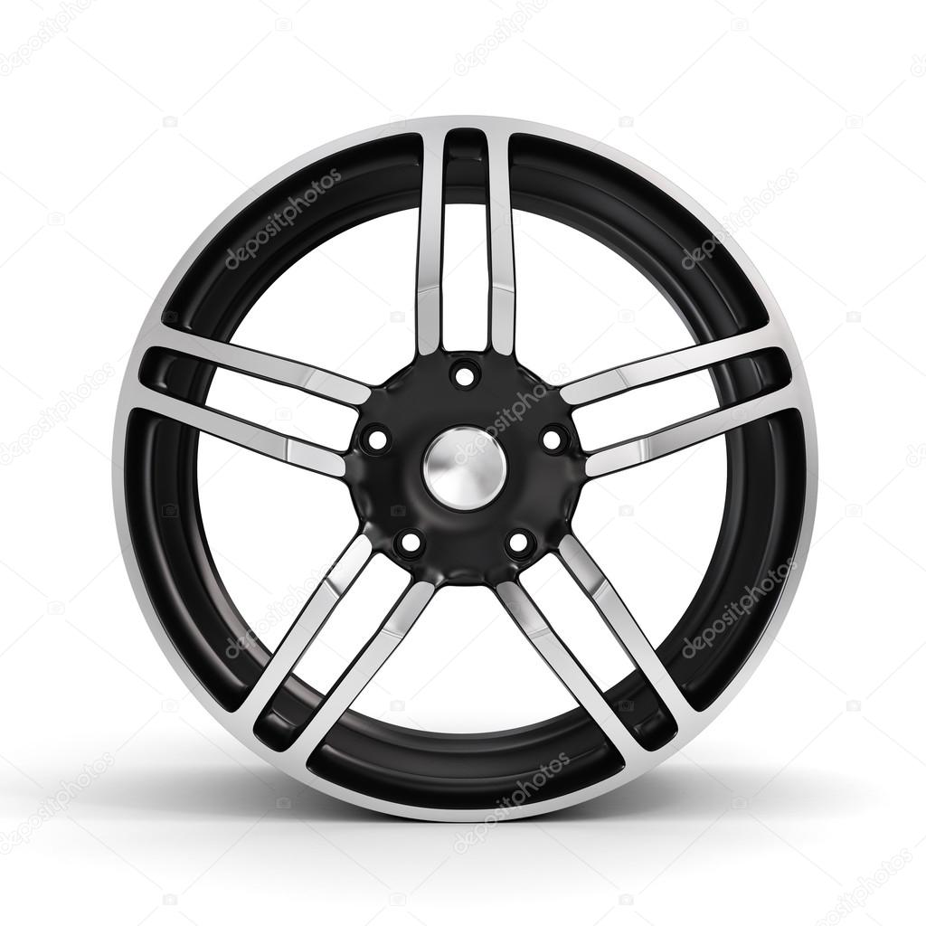 Car wheel, Car alloy rim on white background. Auto parts.