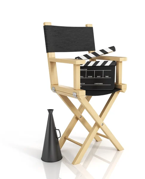Ilustración de la silla del director, y sobre el equipo de cineasta, ov —  Fotos de Stock