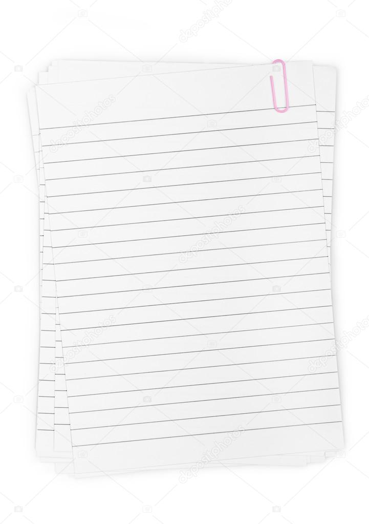 White sheets for record stapled paper clip