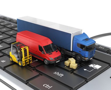 Online sipariş teslim kavramı. Teslimat Araçlar.