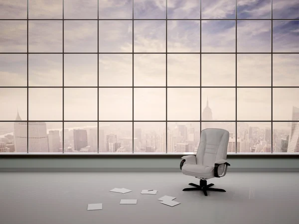 Ilustração 3d de uma cadeira em um escritório vazio — Fotografia de Stock