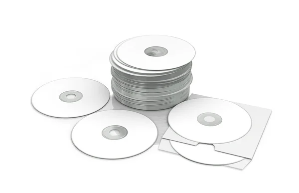 Compact Disks auf weißem Hintergrund — Stockfoto