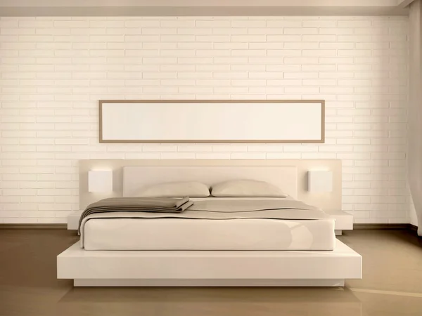 3d illustration of interior modern light bedroom in the style of — Stock Photo, Image