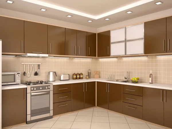 Modern tarz mutfak iç 3D çizimi — Stok fotoğraf