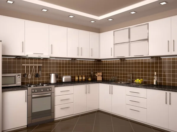 3d illustration of modern style kitchen interior — Stock Photo, Image