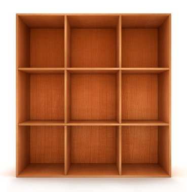 boş ahşap kitaplık