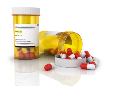 hap hap şişesi üzerinde beyaz izole dışarı dökülmesini.