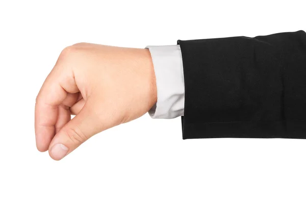 Geschäftsmann Hand hält etwas isoliert auf weißem Hintergrund — Stockfoto