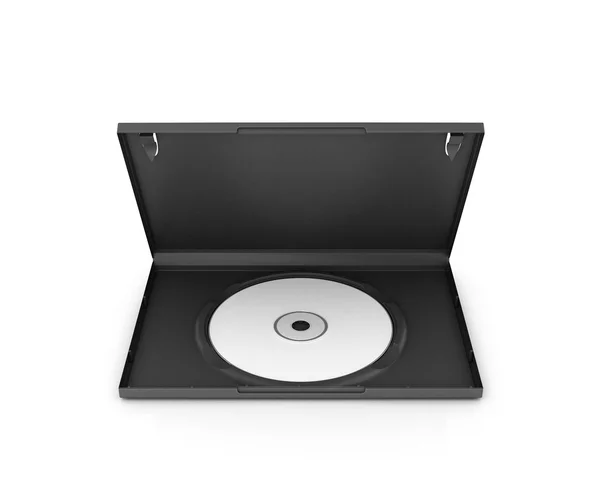 Abra la caja del dvd con un disco, aislado sobre fondo blanco — Foto de Stock