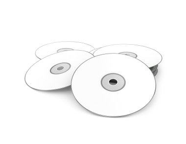  Kompakt disk veya DVD, beyaz arka plan üzerinde izole