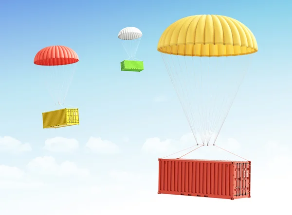 Concept of fast shipment and delivery of cargo. Containers falli — Stock Photo, Image