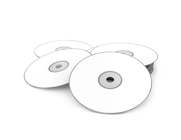 Компактные диски или DVD, изолированные на белом фоне — стоковое фото