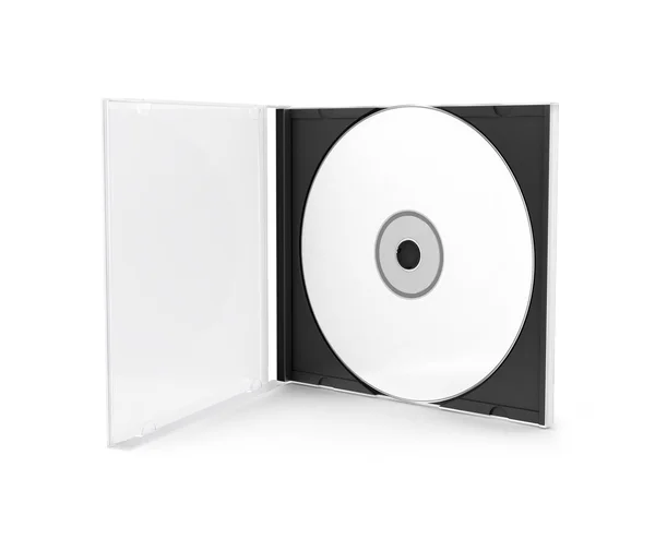 DVD tapa discCD Caja con disco sobre fondo blanco — Foto de Stock